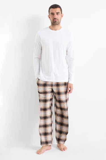 Hommes - Pantalon de pyjama en flanelle - à carreaux - noir
