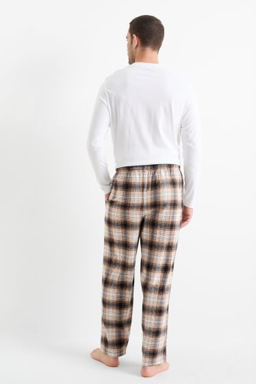 Hommes - Pantalon de pyjama en flanelle - à carreaux - noir