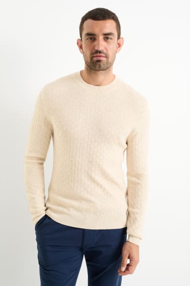 Herren - Pullover - strukturiert - hellbeige