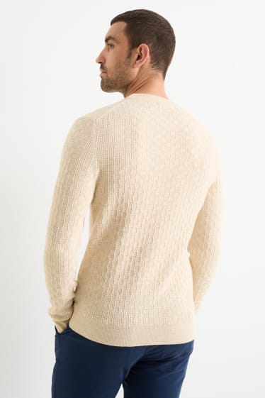 Herren - Pullover - strukturiert - hellbeige