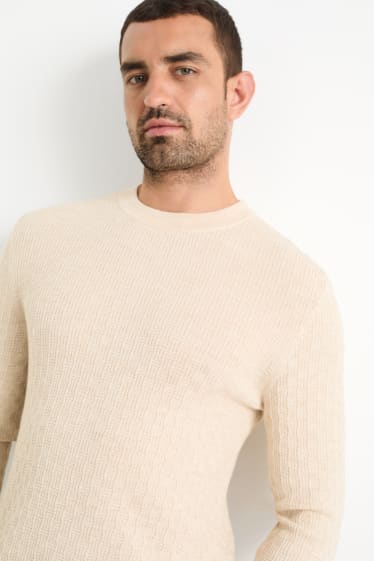 Herren - Pullover - strukturiert - hellbeige