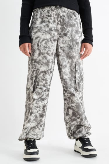 Children Girls - Balloon jeans - patterned - black / white