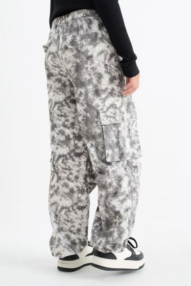 Children Girls - Balloon jeans - patterned - black / white