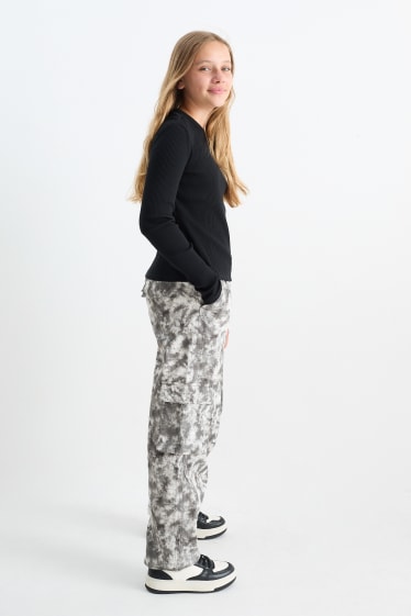 Children Girls - Balloon jeans - patterned - black / white
