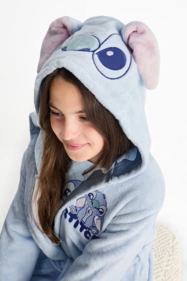 Enfants filles - Lilo & Stitch - peignoir à capuche - bleu clair