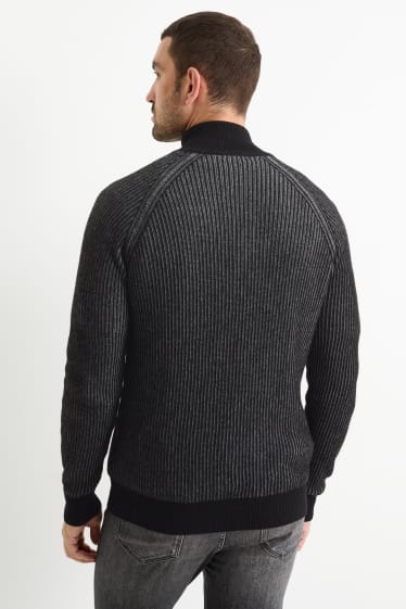 Men - Cashmere blend jumper - ribbed - dark gray