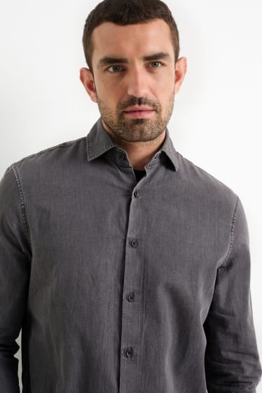 Herren - Jeanshemd - Regular Fit - Kent - dunkelgrau