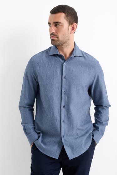 Hommes - Chemise - regular fit - col cutaway - bleu foncé