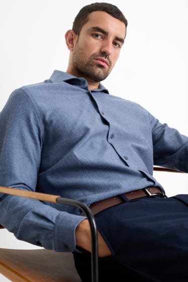 Hommes - Chemise - regular fit - col cutaway - bleu foncé