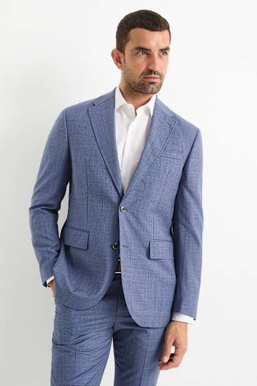 Hommes - Veste de costume en laine - regular fit - à motif - bleu foncé