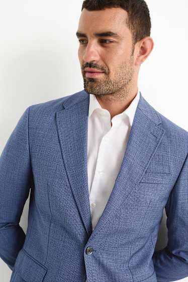 Hommes - Veste de costume en laine - regular fit - à motif - bleu foncé