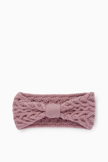 Kinder Mädchen - Stirnband - Zopfmuster - dunkelrosa