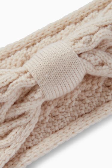 Kinder Mädchen - Stirnband - Zopfmuster - cremeweiß