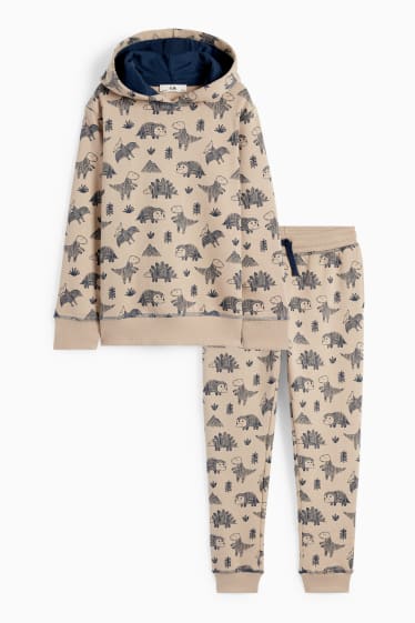 Nen - Dinosaure - conjunt - dessuadora amb caputxa i pantalons de xandall - 2 peces - beix