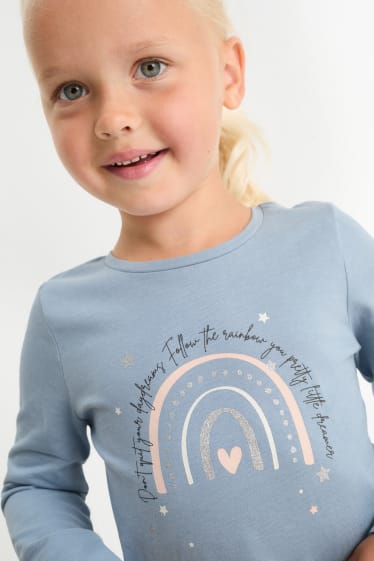 Kinder Mädchen - Multipack 2er - Regenbogen und Herz - Langarmshirt - hellblau