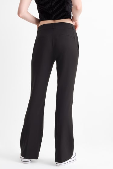 Damen - Stoffhose - Mid Waist - Flared Fit - schwarz