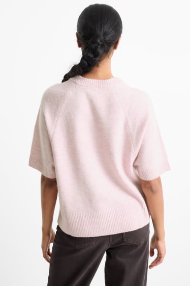 Kobiety - Sweter z dzianiny - z krótkim rękawem - jasnoróżowy