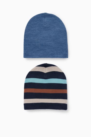 Kinder Buben - Multipack 2er - Beanie - dunkelblau