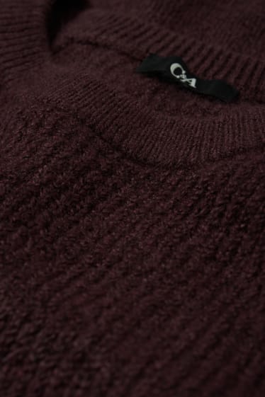 Femmes - Robe de maille - côtelée - marron foncé