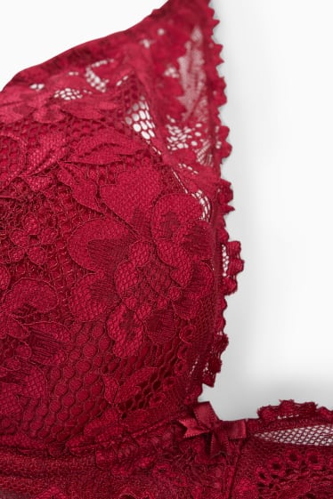 Women - Underwire bra - PLUNGE - padded - dark red