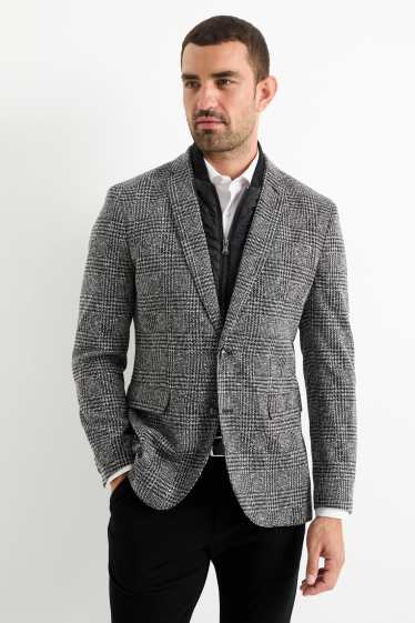 Uomo - Giacca - slim fit - Flex - 4 Way Stretch - effetto sovrapposto - grigio scuro