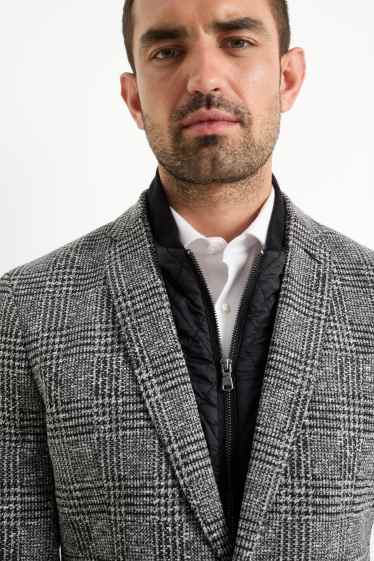 Uomo - Giacca - slim fit - Flex - 4 Way Stretch - effetto sovrapposto - grigio scuro