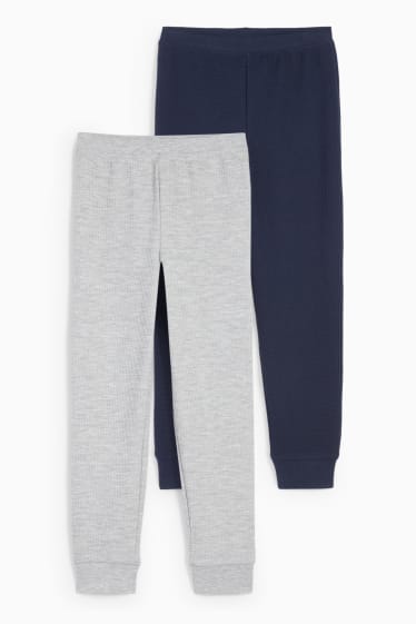 Kinderen: jongens - Set van 2 - lange onderbroek - blauw / grijs