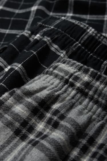 Uomo - Confezione da 2 - pantaloni pigiama di flanella - a quadretti - nero