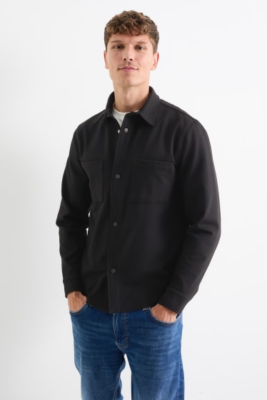 Uomo - Giacca camicia - relaxed fit - collo all'italiana - nero