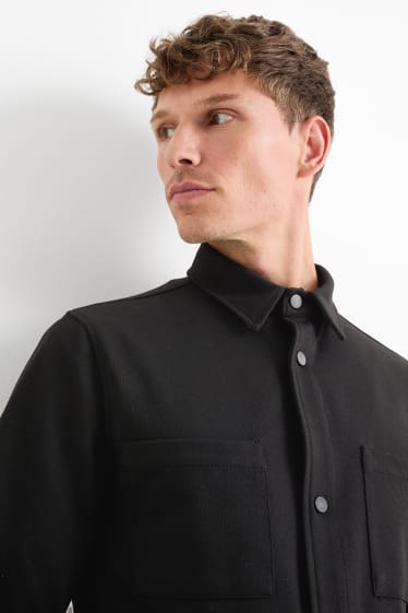 Uomo - Giacca camicia - relaxed fit - collo all'italiana - nero