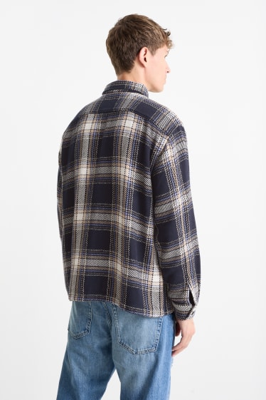 Hombre - Sobrecamisa - de cuadros - azul oscuro