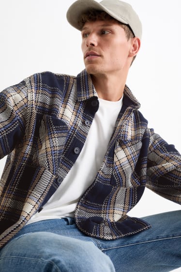 Hombre - Sobrecamisa - de cuadros - azul oscuro