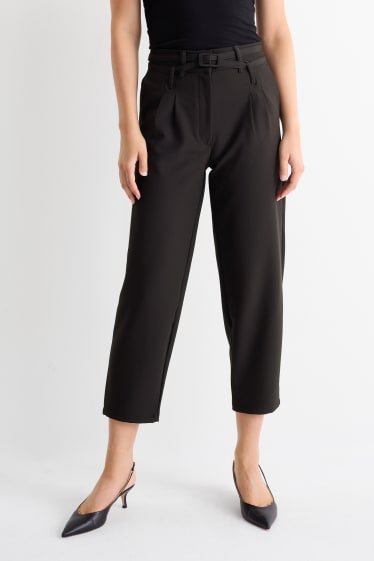 Donna - Pantaloni - vita alta - tapered fit - nero