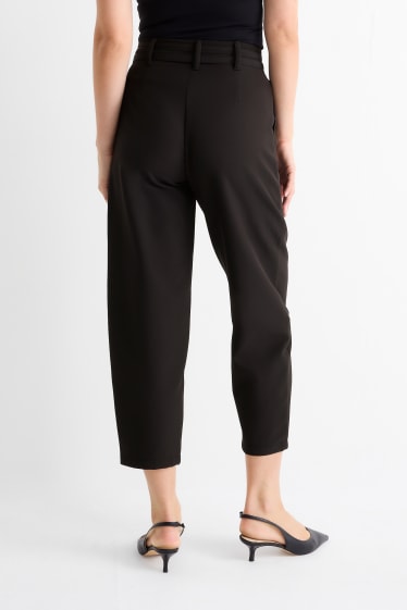 Donna - Pantaloni - vita alta - tapered fit - nero