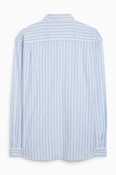 Men - Oxford shirt - regular fit - button-down collar - striped - white / light blue