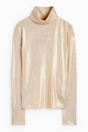 Donna - Maglia a dolcevita - effetto brillante - oro