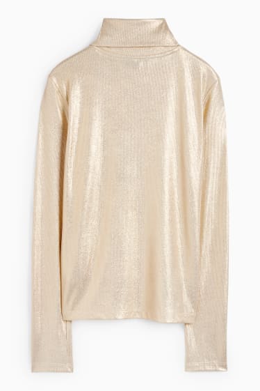 Donna - Maglia a dolcevita - effetto brillante - oro