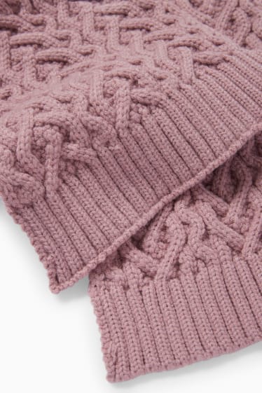 Kinder Mädchen - Schal - Zopfmuster - dunkelrosa