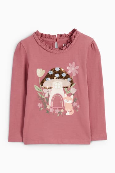 Copii - Fete - Pădure - tricou cu mânecă lungă - roz închis