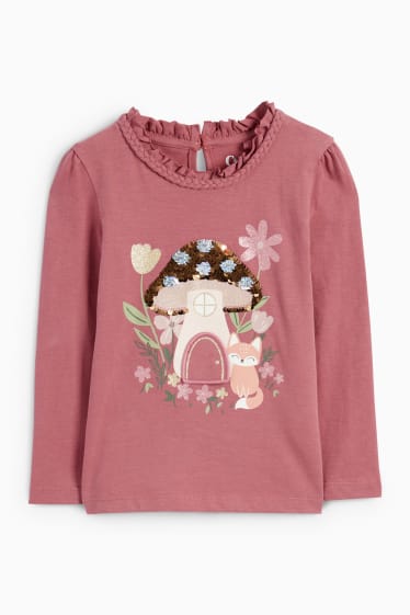 Copii - Fete - Pădure - tricou cu mânecă lungă - roz închis