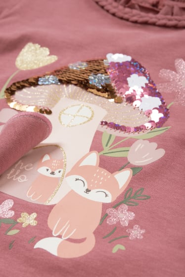 Copii - Fete - Pădure - tricou cu mânecă lungă - roz închis