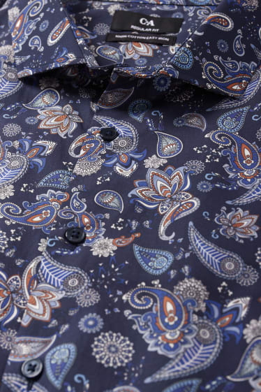 Mężczyźni - Koszula - regular fit - kołnierzyk włoski - dobrze się prasuje - ciemnoniebieski