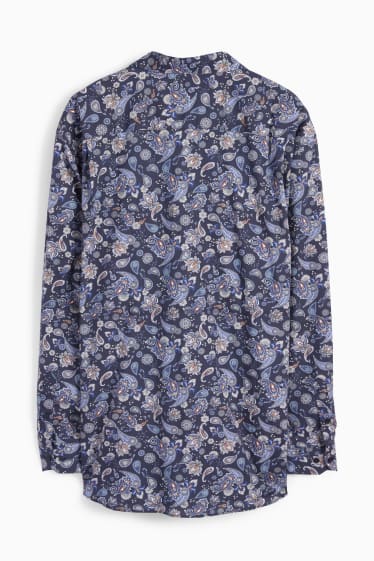 Mężczyźni - Koszula - regular fit - kołnierzyk włoski - dobrze się prasuje - ciemnoniebieski