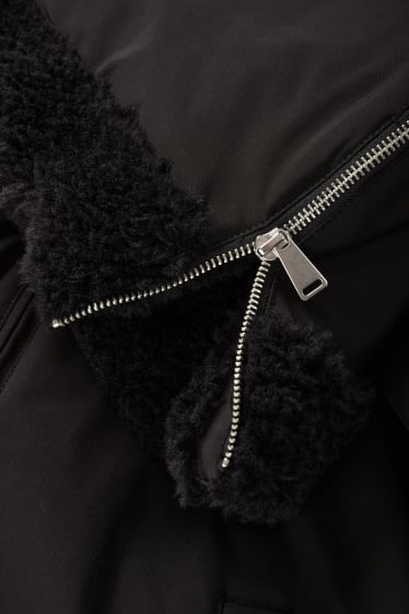 Women - Bomber jacket with hood - black