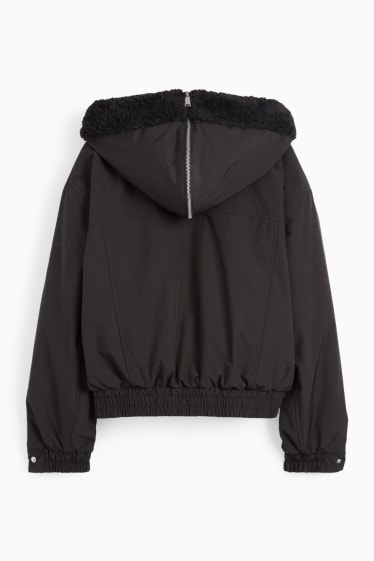 Women - Bomber jacket with hood - black