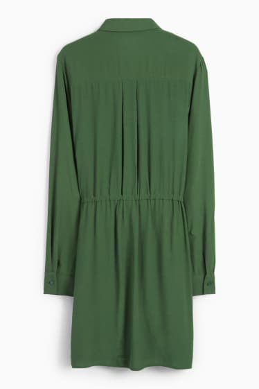 Damen - Blusenkleid - dunkelgrün
