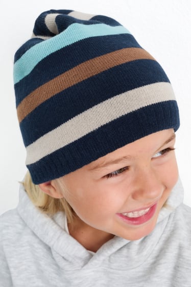 Kinder Buben - Multipack 2er - Beanie - dunkelblau