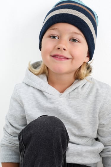 Kinder Buben - Multipack 2er - Beanie - dunkelblau