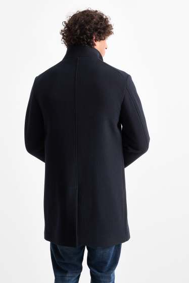 Hommes - Manteau - look 2-en-1 - laine mélangée - bleu foncé