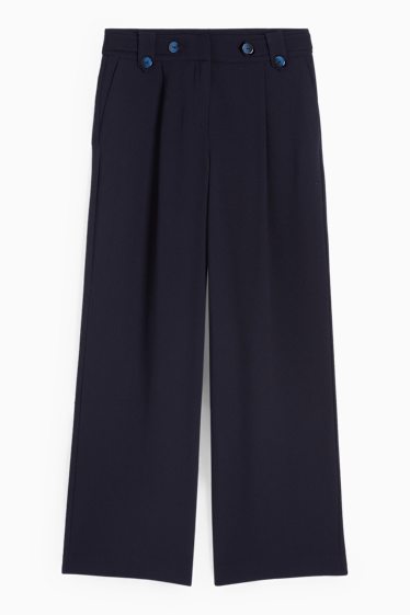 Dona - Pantalons de tela - mid waist - wide leg - blau fosc